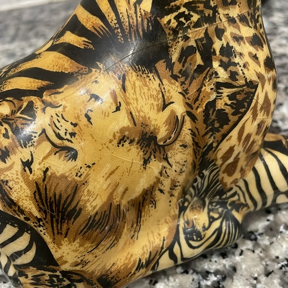La Vie Giraffe Figurine Safari Animal Print Patchwork - Picture 11 of 14
